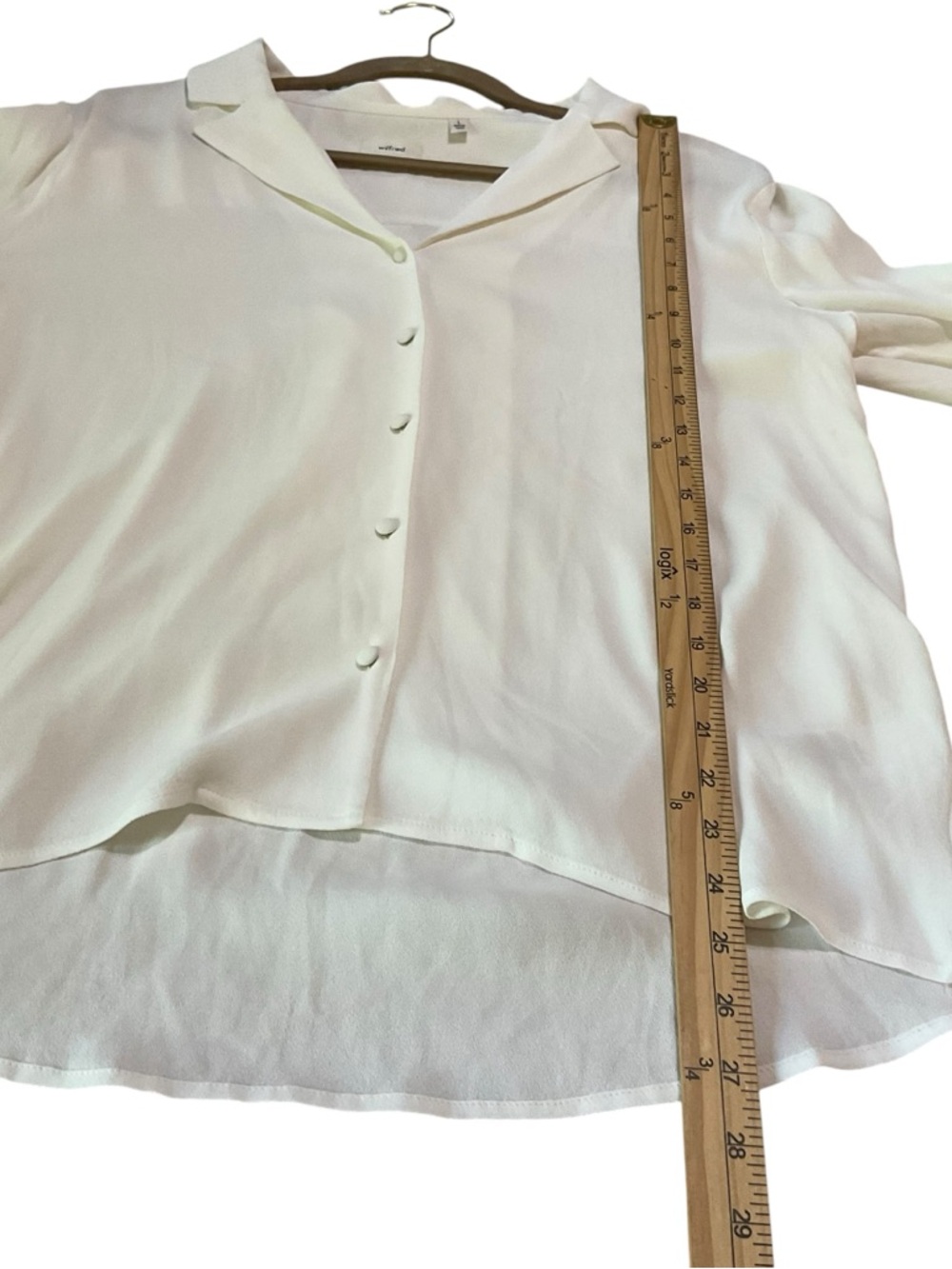 Wilfred Aritzia Tulum Blouse Light Birch Cream Button Front Top Size Large NWT - Picture 10 of 10